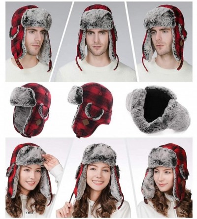 Bomber Hats Unisex Bomber Trapper Earflaps Russian Ushanka Winter Hat Hunting Cap 55-61cm - 89079-red - C918KY8290S $32.29