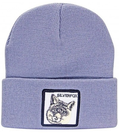 Skullies & Beanies Winter Watch Cap Warm Knit Beanie Skull Cap Embroiderey Hat for Men Women Kids - E-silver Fox/Grey - CO18X...