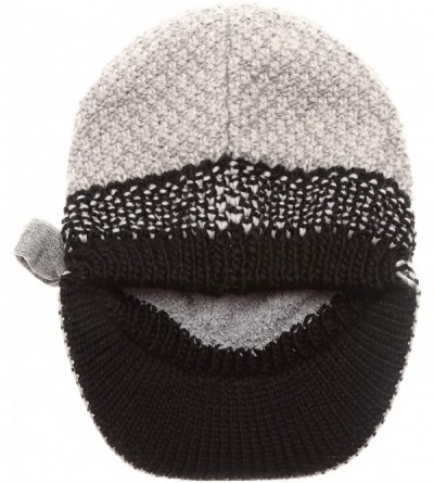 Skullies & Beanies Women's Knitted Newsboy Hat Double Layer Visor Beanie Cap with Soft Warm Fleece Lining - Bow - Grey - CR18...