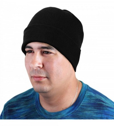 Skullies & Beanies Men Women Knitted Beanie Hat Ski Cap Plain Solid Color Warm Great for Winter - 2pcs Black & Light Green - ...