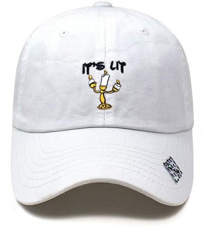 Baseball Caps Its Lit lamp Dad Hat Cotton Baseball Cap Polo Style Low Profile - White - CX185S7LIKD $11.86