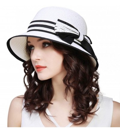 Sun Hats Fashion Classic Womens Foldable Sun Beach Straw Hats Accessories - 01white - CD196IC8C7D $25.73