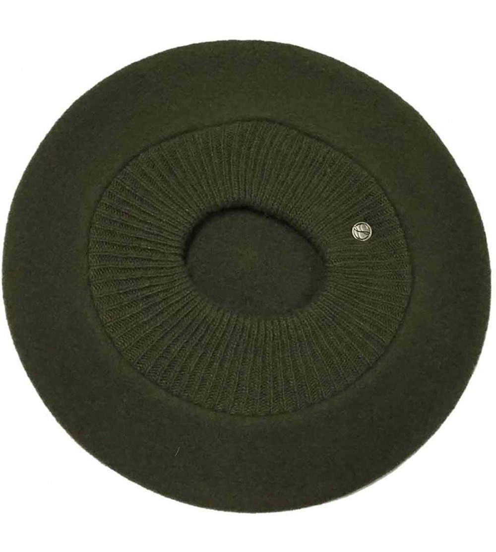 Berets Heritage La Parisienne Wool Beret - Olive - C018IZDWHYO $54.67