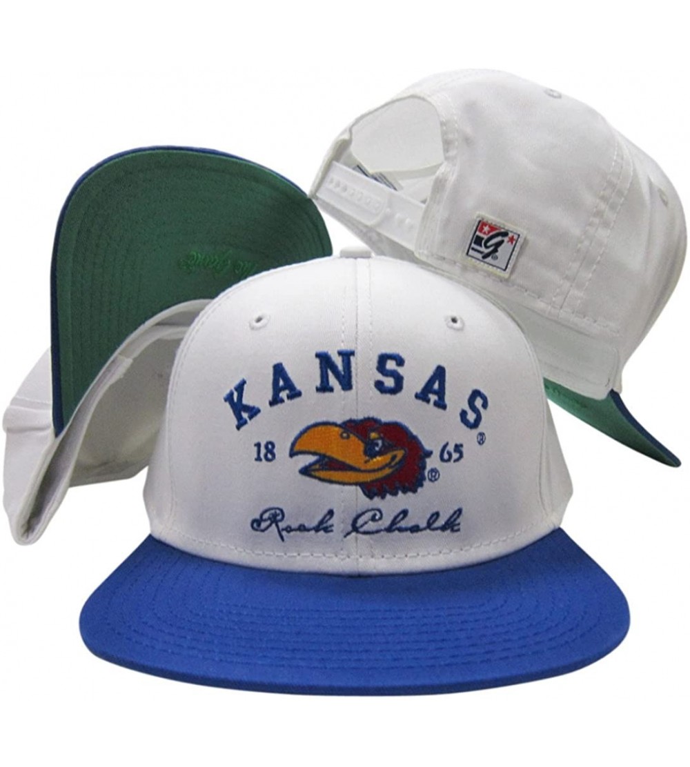 Baseball Caps Kansas Jayhawks Rock Chalk Snapback Adjustable Plastic Snap Back Hat/Cap White - CN118FIK2DB $18.84