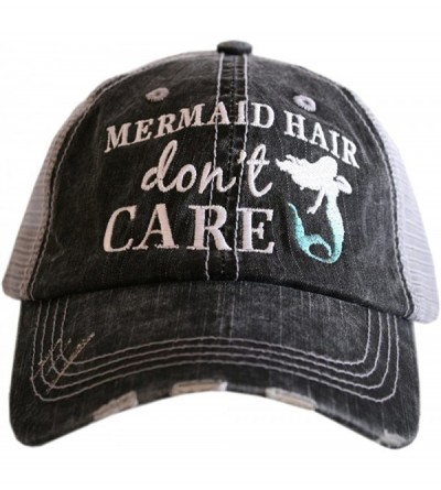Baseball Caps Mermaid Hair Don't Care Baseball Hat - Trucker Hat for Women - Stylish Cute Sun Hat - Grey/Teal - C9186N30OCX $...