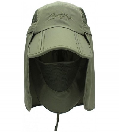 Sun Hats Kids Sun Protection Hat Lightweight Mesh Flap Cap Quick Dry Detachable - Army Green - CL18E7Q5HOY $18.30