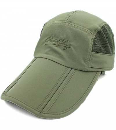 Sun Hats Kids Sun Protection Hat Lightweight Mesh Flap Cap Quick Dry Detachable - Army Green - CL18E7Q5HOY $18.30