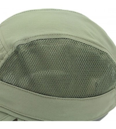 Sun Hats Kids Sun Protection Hat Lightweight Mesh Flap Cap Quick Dry Detachable - Army Green - CL18E7Q5HOY $18.30