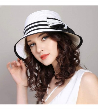 Sun Hats Fashion Classic Womens Foldable Sun Beach Straw Hats Accessories - 01white - CD196IC8C7D $16.22