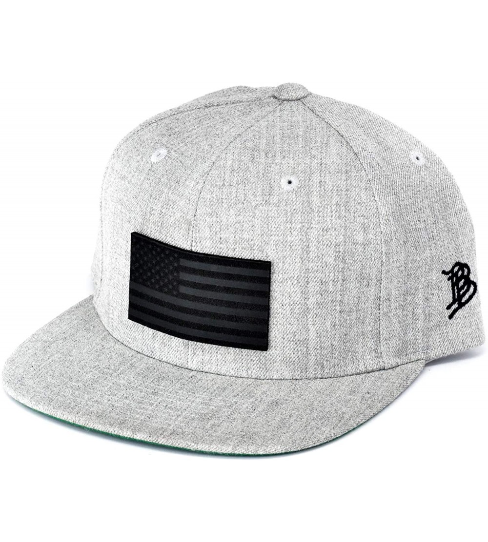 Baseball Caps USA 'Midnight Glory' Dark Leather Patch Classic Snapback Hat - One Size Fits All - Heather Grey - CP18IGQNADN $...