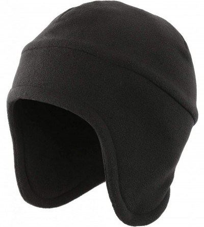 Skullies & Beanies Men's Warm 2 in 1 Hat Winter Fleece Earflap Skull Sports Beanie Ski Mask - Black - CC18IRHT630 $11.45