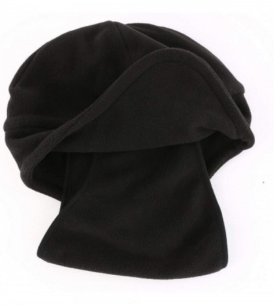 Skullies & Beanies Men's Warm 2 in 1 Hat Winter Fleece Earflap Skull Sports Beanie Ski Mask - Black - CC18IRHT630 $11.45