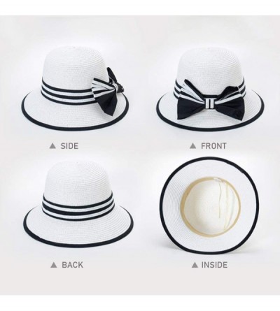 Sun Hats Fashion Classic Womens Foldable Sun Beach Straw Hats Accessories - 01white - CD196IC8C7D $16.22