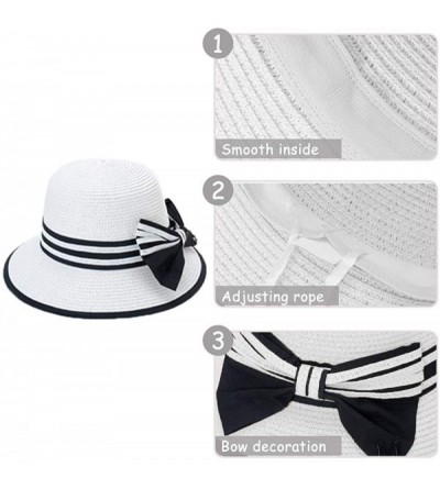 Sun Hats Fashion Classic Womens Foldable Sun Beach Straw Hats Accessories - 01white - CD196IC8C7D $16.22