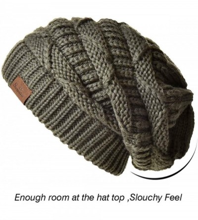 Skullies & Beanies Knit Beanie Hat for Women Oversize Chunky Winter Slouchy Beanie Hats Ski Cap - White - C318ADSIGCW $10.08