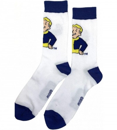 Skullies & Beanies Fallout 76 Vault Boy Knit Beanie and Crew Sock Gift Bundle Blue - CD18YXTU79S $8.27