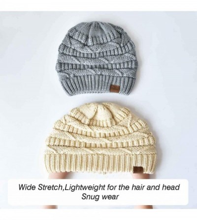 Skullies & Beanies Knit Beanie Hat for Women Oversize Chunky Winter Slouchy Beanie Hats Ski Cap - White - C318ADSIGCW $10.08