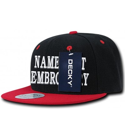 Baseball Caps Custom Embroidery Snapback Cap Personalized Name Text Flat Bill Black Tone Hat - Black / Red - CL180UMHMS5 $21.75