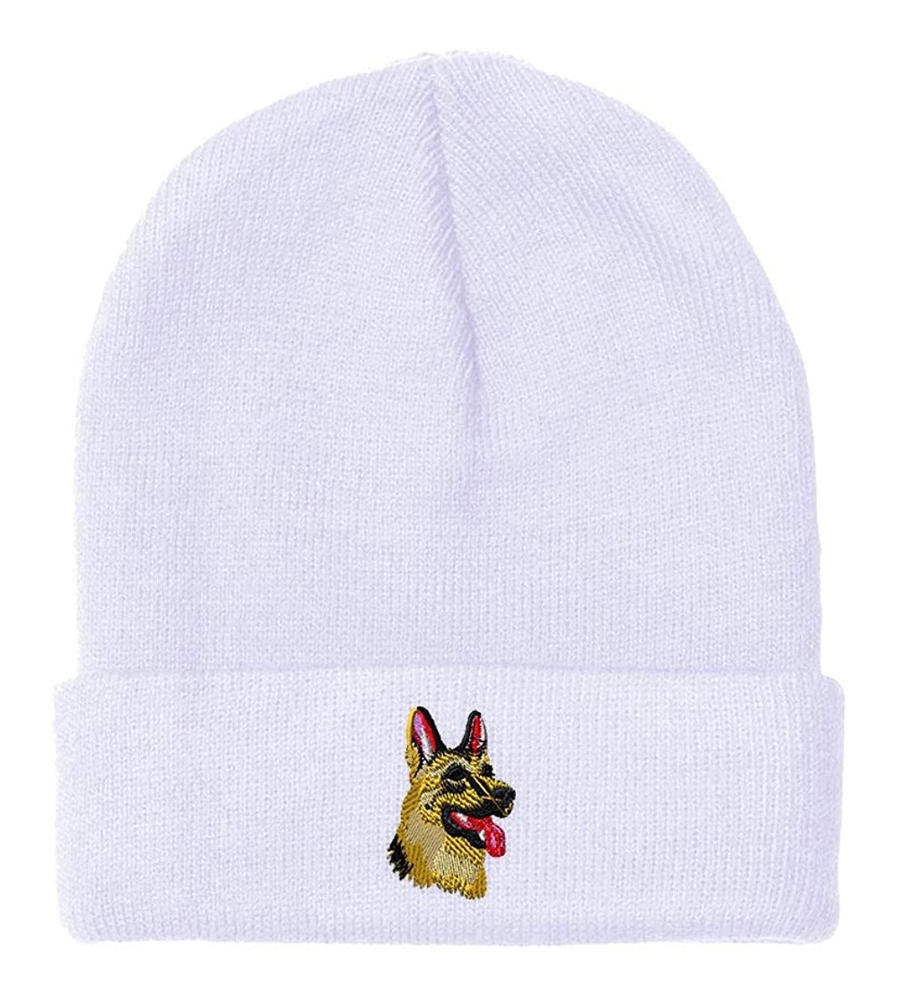 Skullies & Beanies Custom Beanie for Men & Women German Shepherd Head B Embroidery Skull Cap Hat - White - CG18ZS2DA06 $12.71