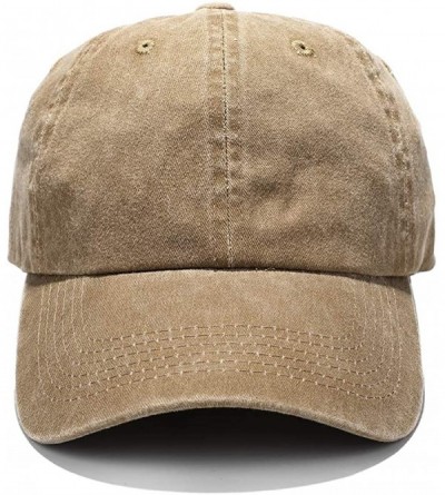 Baseball Caps Unisex Washed Dyed Cotton Adjustable Solid Baseball Cap - Dfh068-kakhi - CH1992H245M $10.91