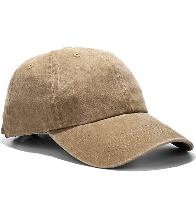 Baseball Caps Unisex Washed Dyed Cotton Adjustable Solid Baseball Cap - Dfh068-kakhi - CH1992H245M $10.91