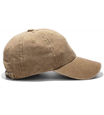 Baseball Caps Unisex Washed Dyed Cotton Adjustable Solid Baseball Cap - Dfh068-kakhi - CH1992H245M $10.91