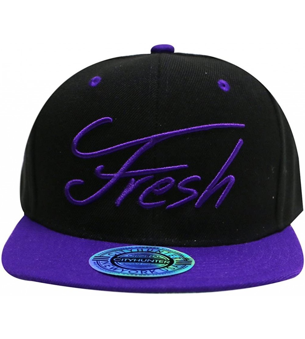 Baseball Caps Fresh Summer Snapback Hats - Black/Purple - CU11YREVWHR $11.38
