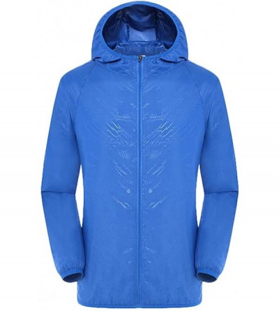 Rain Hats Men's Women Lightweight Rain Jacket with Hood Raincoat Outdoor Windbreaker HebeTop - Blue - CD18Y2YYXD9 $19.16
