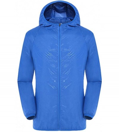 Rain Hats Men's Women Lightweight Rain Jacket with Hood Raincoat Outdoor Windbreaker HebeTop - Blue - CD18Y2YYXD9 $11.39