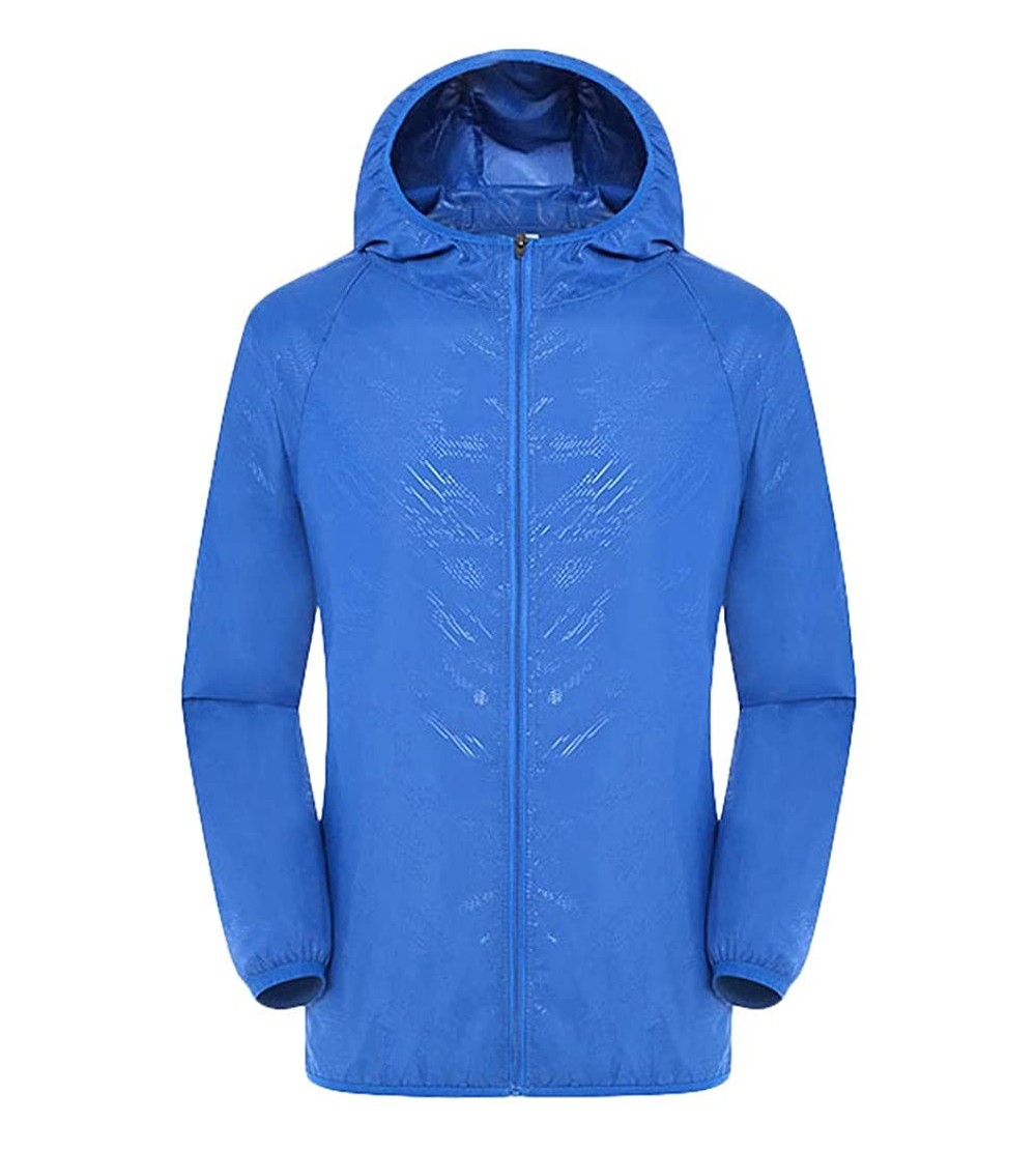 Rain Hats Men's Women Lightweight Rain Jacket with Hood Raincoat Outdoor Windbreaker HebeTop - Blue - CD18Y2YYXD9 $11.39