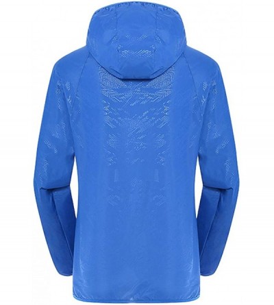 Rain Hats Men's Women Lightweight Rain Jacket with Hood Raincoat Outdoor Windbreaker HebeTop - Blue - CD18Y2YYXD9 $20.45
