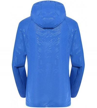 Rain Hats Men's Women Lightweight Rain Jacket with Hood Raincoat Outdoor Windbreaker HebeTop - Blue - CD18Y2YYXD9 $11.39