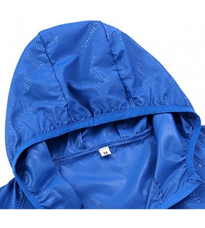 Rain Hats Men's Women Lightweight Rain Jacket with Hood Raincoat Outdoor Windbreaker HebeTop - Blue - CD18Y2YYXD9 $20.45