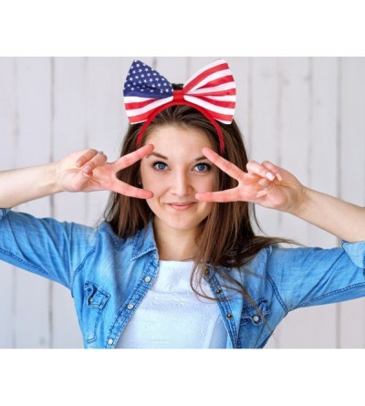 Headbands American Flag Bow Headband- Head Bands with Bows (6-Pack) - C417AAQ7OZA $7.74