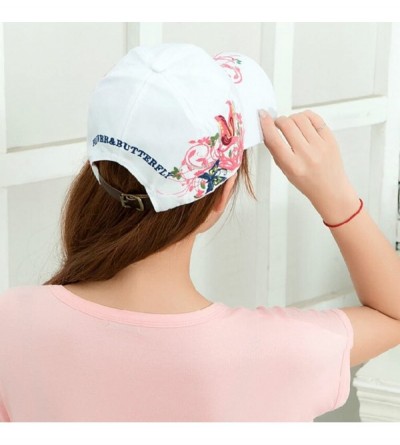 Baseball Caps Embroidery Flower Floral Butterfly Snapback Baseball Brim Cap FFH196BLK - White - CO11NTRNWDZ $14.77