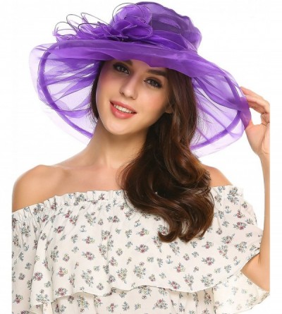 Sun Hats Women's Organza Church Derby Fascinator Bridal Cap British Tea Party Wedding Hat Fuchsia - CT182Q09XLN $17.55