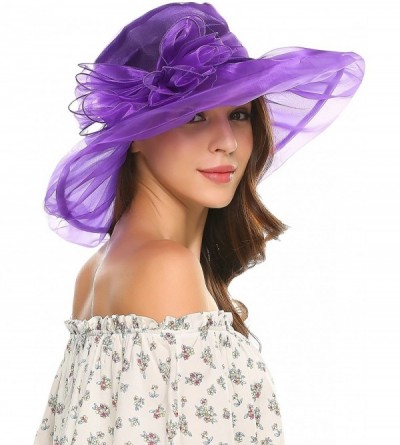 Sun Hats Women's Organza Church Derby Fascinator Bridal Cap British Tea Party Wedding Hat Fuchsia - CT182Q09XLN $39.75