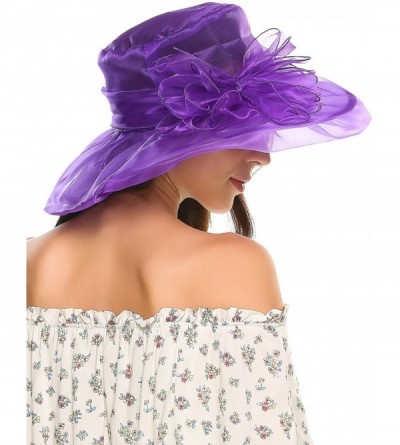 Sun Hats Women's Organza Church Derby Fascinator Bridal Cap British Tea Party Wedding Hat Fuchsia - CT182Q09XLN $17.55