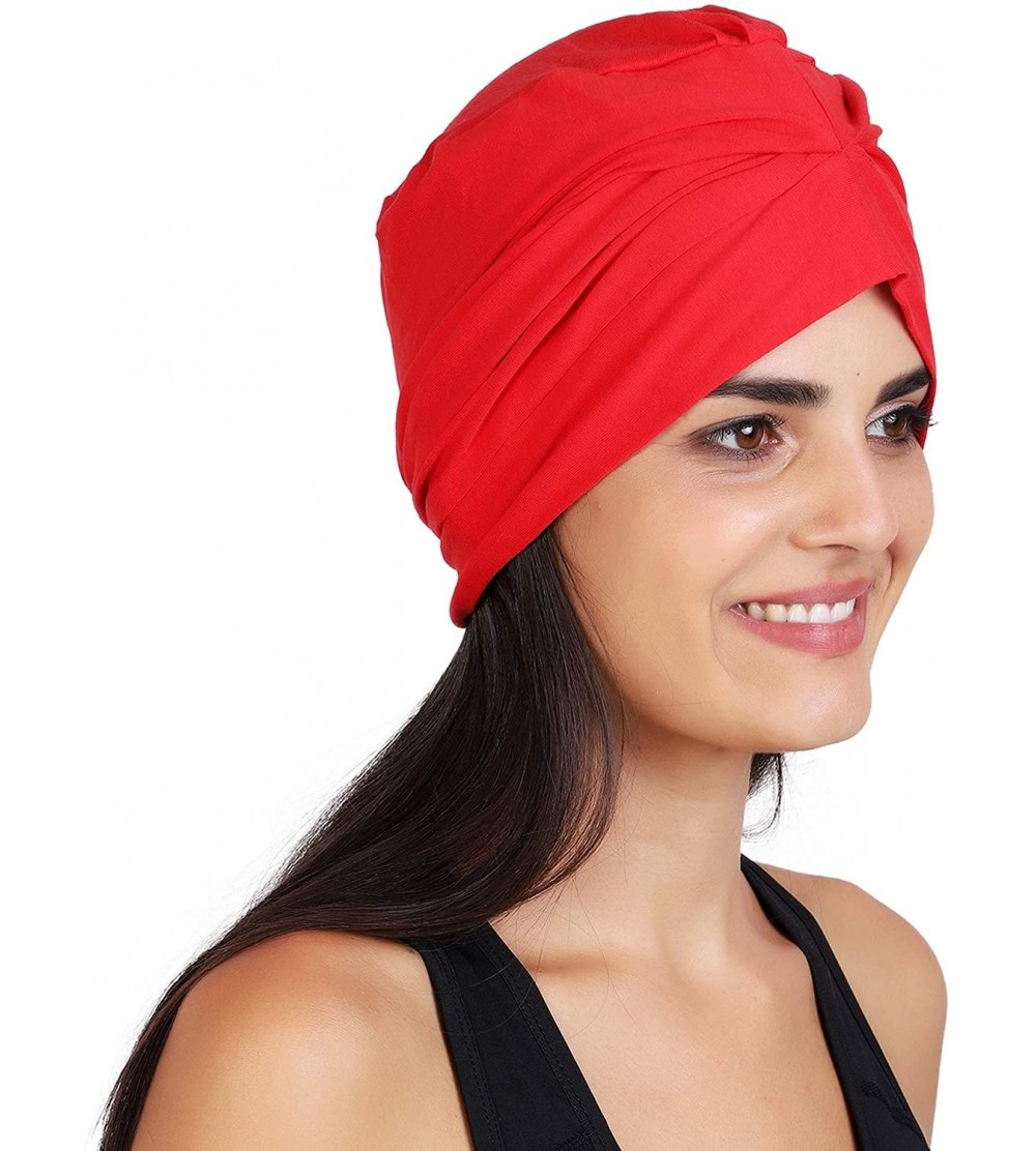 Skullies & Beanies Women's Cotton Stylish Beanies (Multicolours- Free Size) - Red - CM18DOL372X $10.77