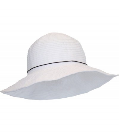 Sun Hats Packable Ribbon Crusher Sun Hat- 4 in. Shapeable Brim- SPF UPF 50 UV Protection - White - C012E9ZNMAH $19.68