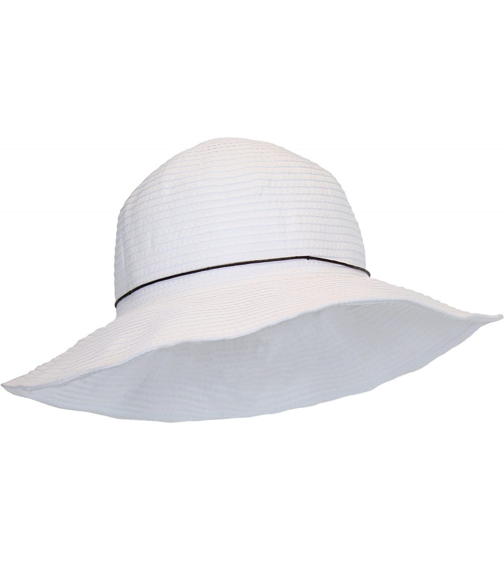 Sun Hats Packable Ribbon Crusher Sun Hat- 4 in. Shapeable Brim- SPF UPF 50 UV Protection - White - C012E9ZNMAH $19.68