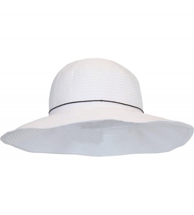 Sun Hats Packable Ribbon Crusher Sun Hat- 4 in. Shapeable Brim- SPF UPF 50 UV Protection - White - C012E9ZNMAH $19.68