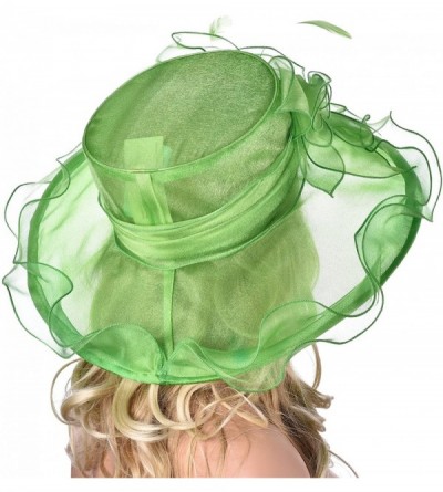 Sun Hats Womens Flower Kentucky Derby Wide Brim Church Dress Sun Hat A341 - Green - CK12KDGQ849 $22.08