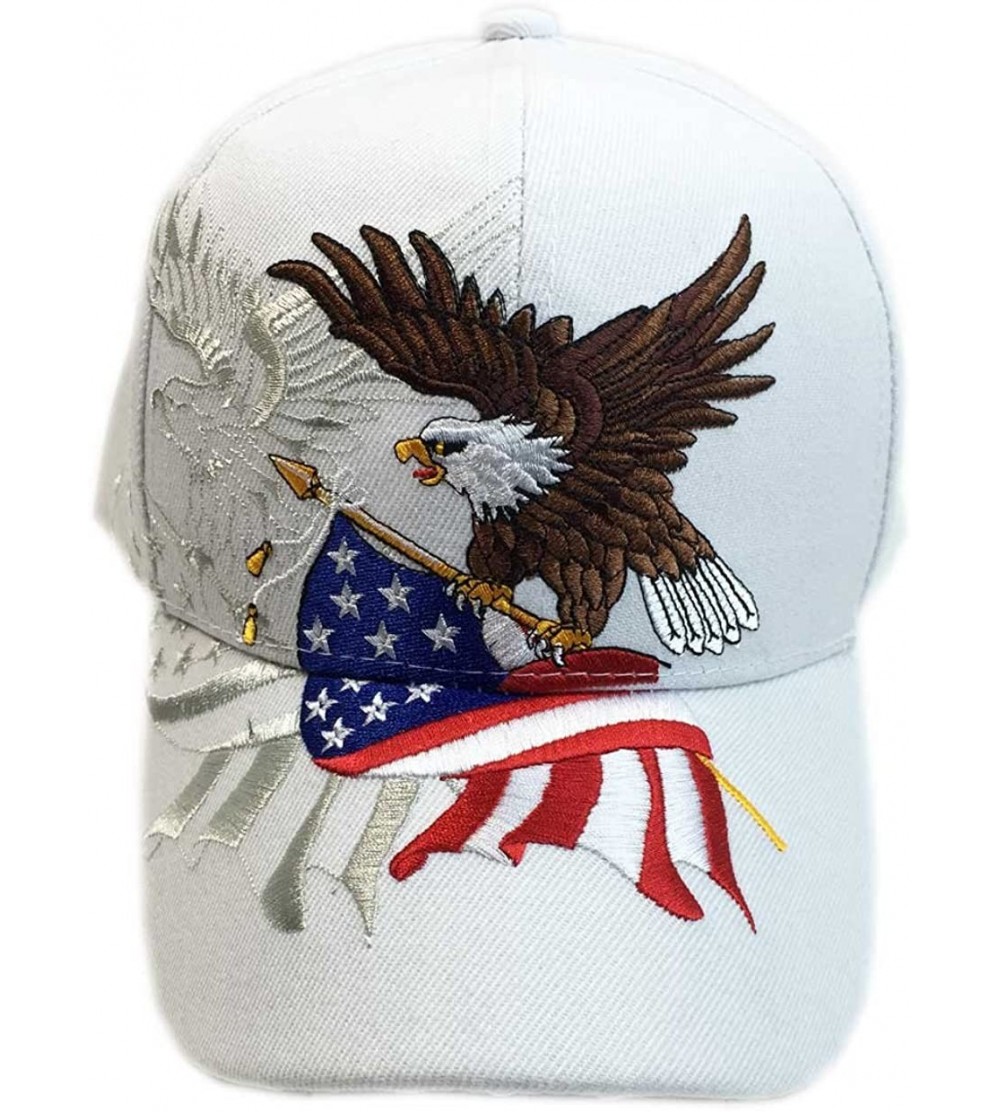 Baseball Caps Patriotic American Flag Design Baseball Cap USA 3D Embroidery - White - CB12BF1E6N1 $44.82