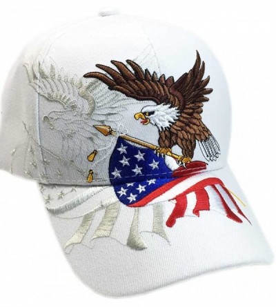 Baseball Caps Patriotic American Flag Design Baseball Cap USA 3D Embroidery - White - CB12BF1E6N1 $40.50