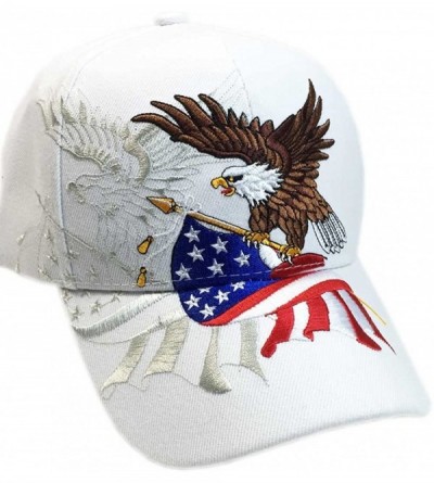 Baseball Caps Patriotic American Flag Design Baseball Cap USA 3D Embroidery - White - CB12BF1E6N1 $26.46