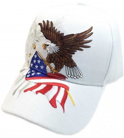 Baseball Caps Patriotic American Flag Design Baseball Cap USA 3D Embroidery - White - CB12BF1E6N1 $40.50