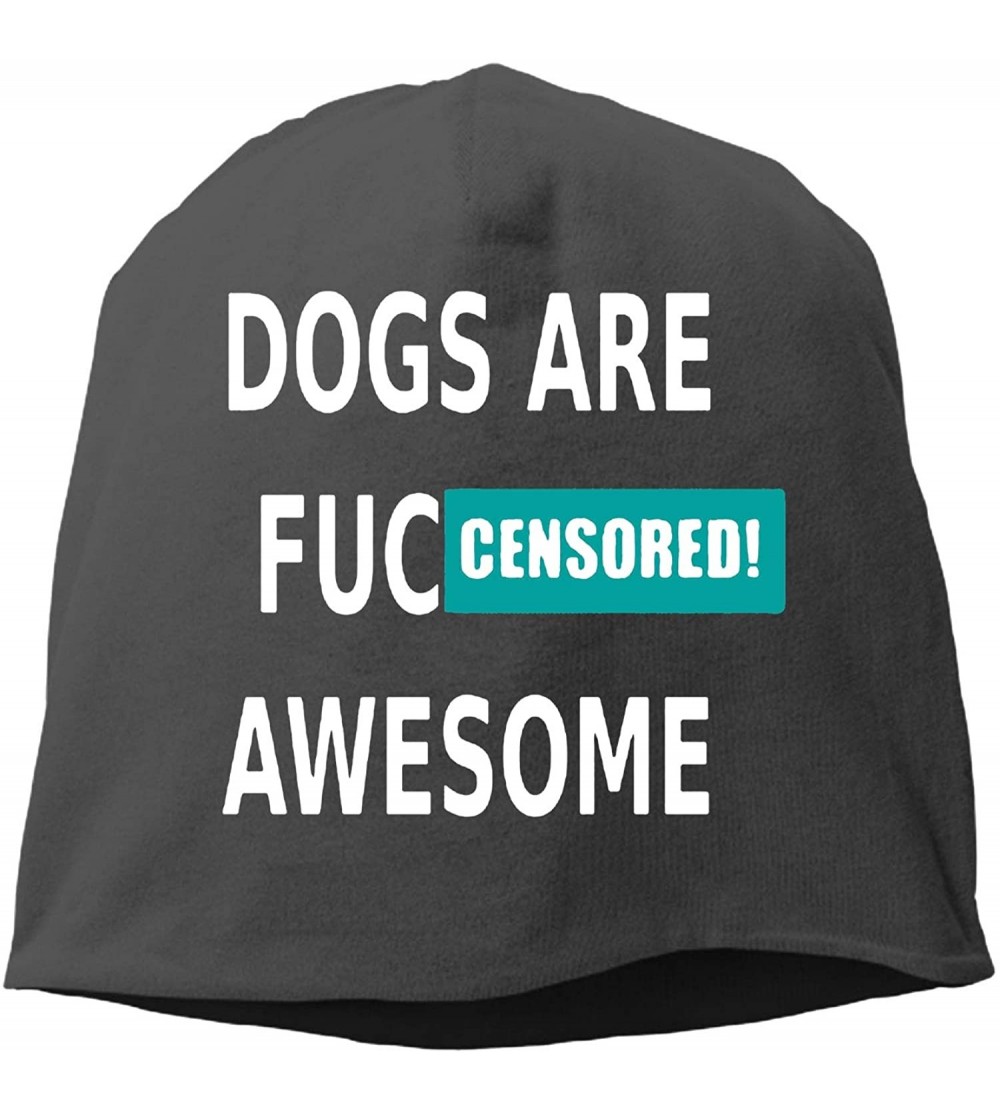 Skullies & Beanies Knit Beanie Skull Cap Unisex Winter Hat - I Love My Dog - Dogs Are3 - CY18NZYYYO9 $11.59