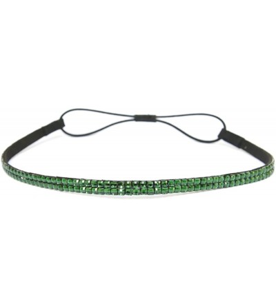 Headbands Two Row Rhinestone Elastic Stretch Headband Accessory - Green - CO11D0HMAJ5 $23.43