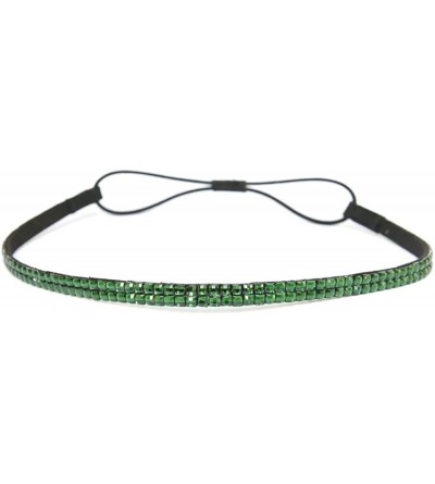 Headbands Two Row Rhinestone Elastic Stretch Headband Accessory - Green - CO11D0HMAJ5 $9.59